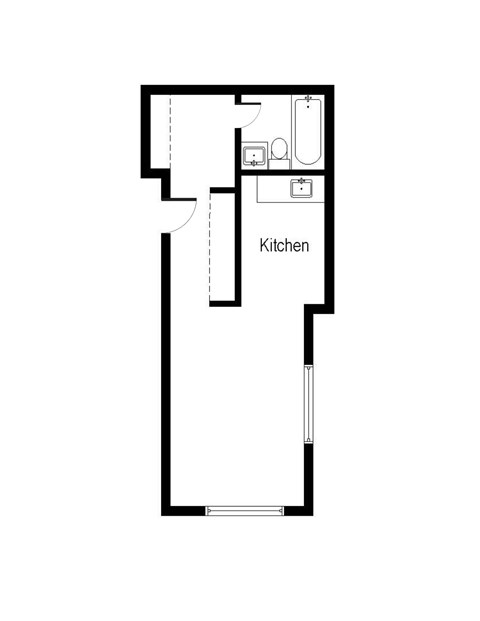 Floor plan for studio, 1 bath, 350 sqft